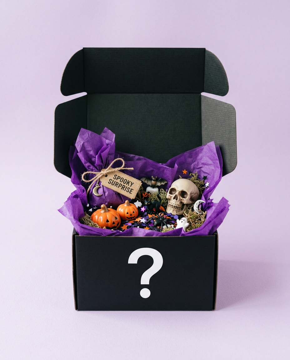 Halloween mystery box filled with spooky surprises